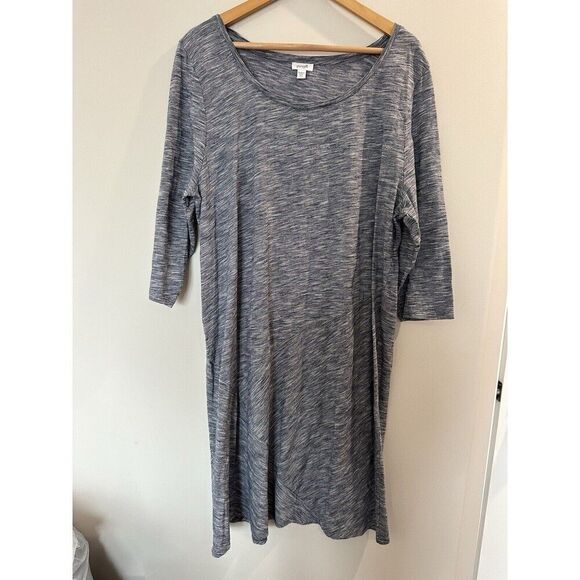 Pure Jill XL Knee Length 100% Cotton Dress Grey Lagen Look - Picture 1 of 8
